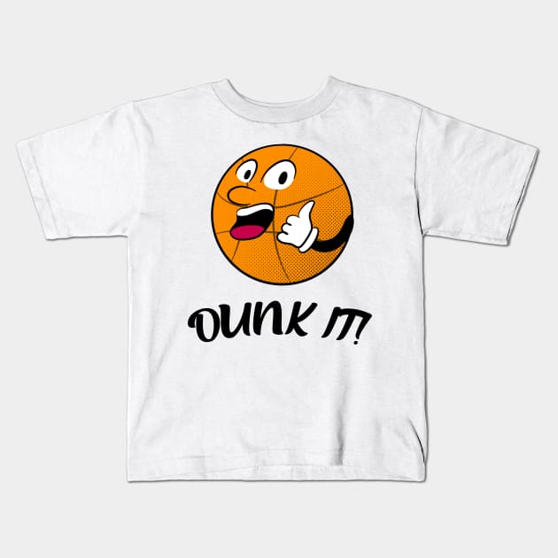 Funny Basketball Retro Cartoon Basketball Player Kids T-Shirt by Foxxy Merch